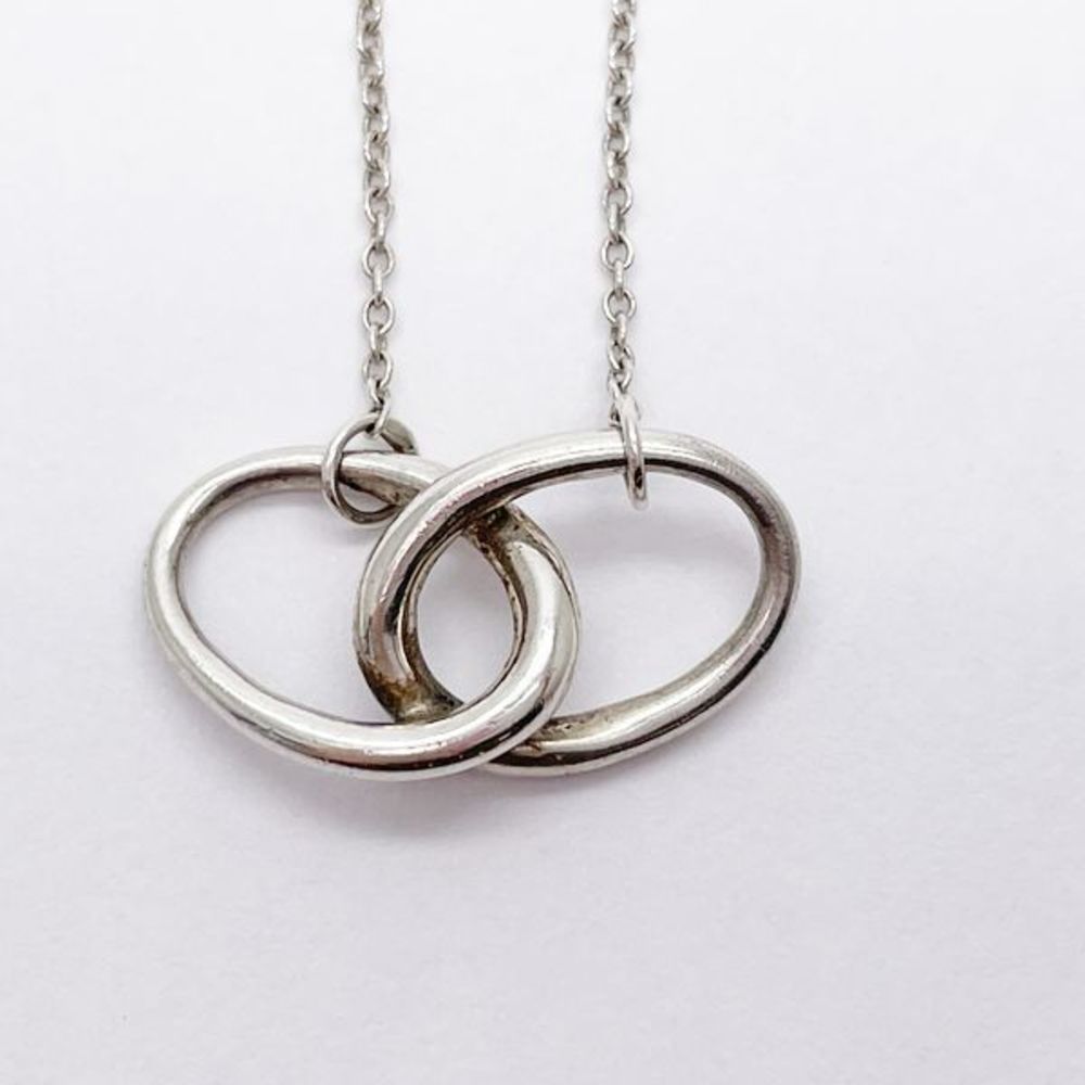 Tiffany Interlocking Double Ring Necklace Silver - image 2